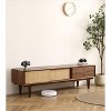 Freya 68.90" TV Stands Rattan Weaving Glider Doors and 2 Drawers With Walnut Surface and Legs for TVs up to 75"-Maison Boucle - 4 of 4