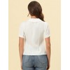 Allegra K Women's Chambray Peter Pan Collar Puff Sleeve Vintage Blouse - 3 of 4