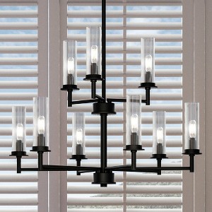Urban Ambiance Luxury New Traditional Chandelier 34.25''H x 28''W,  Midnight Black Finish,  Griffith Collection, UHP3985 - 1 of 4