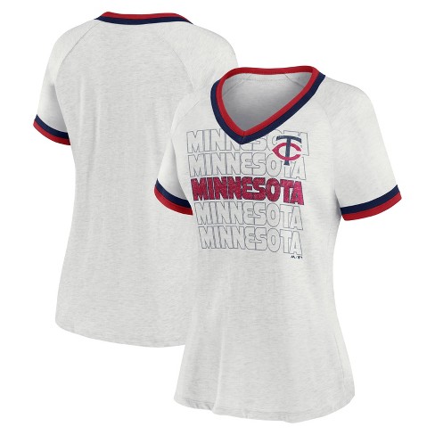 MLB Minnesota Twins Women's Short Sleeve V-Neck Fashion T-Shirt - S