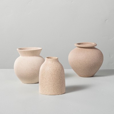 3ct Assorted Ceramic Bud Vase Set Tan - Hearth & Hand™ with Magnolia