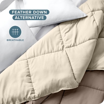 Taupe and Sand Reversible Microfiber Down Alternative Comforter Set