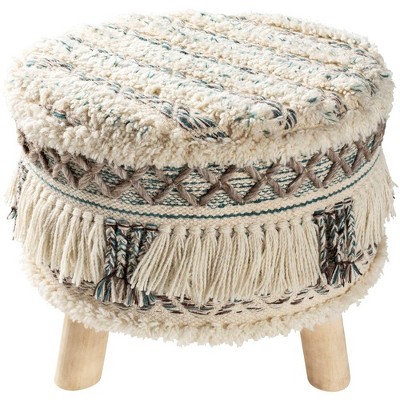 Mark & Day Vorchdorf 17"H x 18"W x 18"D Bohemian/Global Deep Teal Ottoman