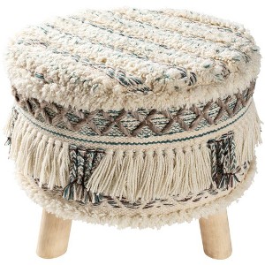 Mark & Day Vorchdorf 17"H x 18"W x 18"D Bohemian/Global Deep Teal Ottoman - 1 of 4