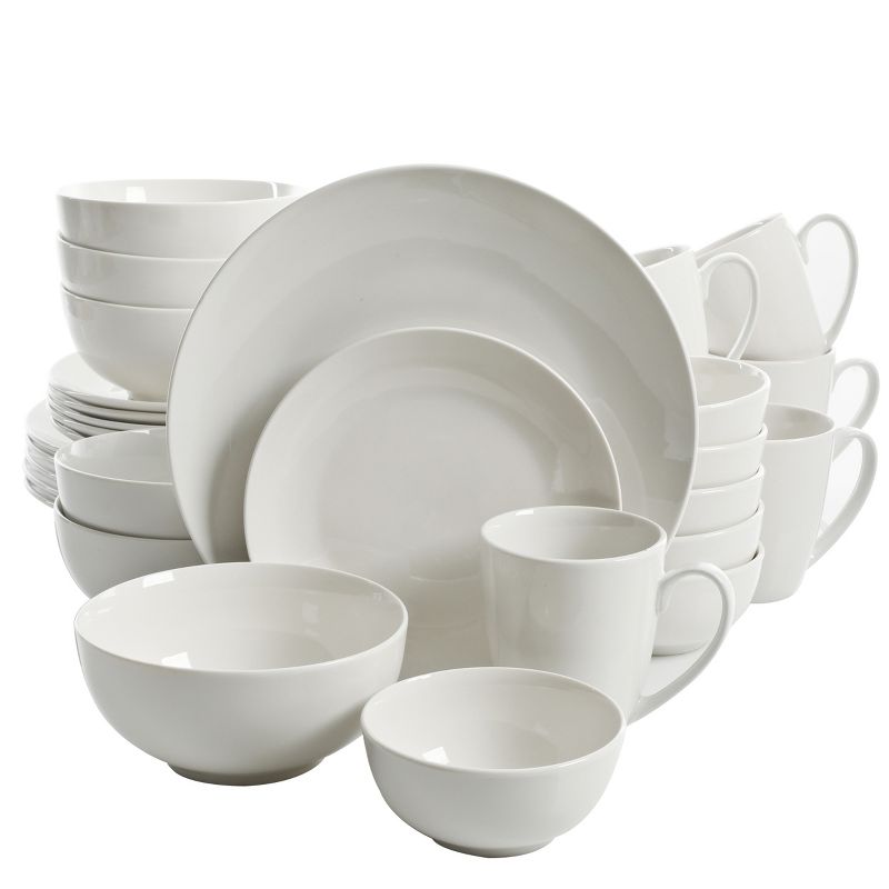 Gibson 30 Piece Porcelain Dinnerware Set in White, 1 of 6