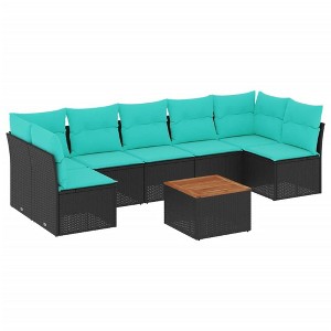 vidaXL 8 Piece Patio Sofa Set with Cushions Black Poly Rattan - 1 of 4
