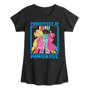 Girls' - Barbie - Positivity Is Powerful Fitted Short Sleeve Graphic T-Shirt - 1 of 4