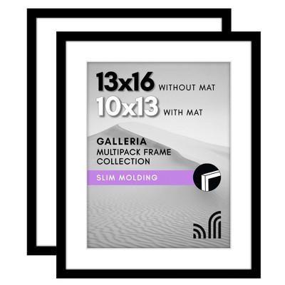 Americanflat 13x16 Picture Frame  - Set of 2 - Use as 10x13 Frame with Mat or 13x16 Frame Without Mat - Frame Set for Wall Display - Black