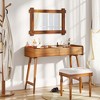 Costway 30 x 20/35 x 24/40 x 28.5 Inch Shatterproof Wall Mirror with Acacia Wood Frame & Vintage Rivet Design - 4 of 4