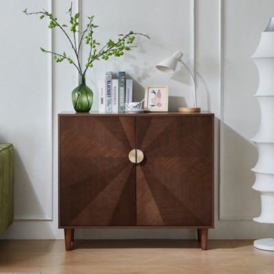 LOVSO 39.4''Buffet Cabinet with Storage, Mid-Century Buffet Storage Cabinet with 2 Doors and Shelves,for Kitchen Room,Walnut