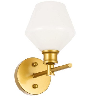 Gene Brass and Frosted White Glass Dimmable Sconce