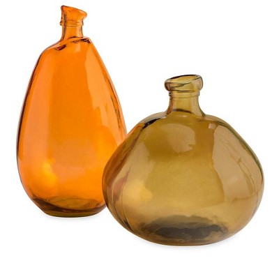 VivaTerra Recycled Glass Balloon Vases, set of 2