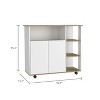 NicBex Mobile Kitchen Island Cart Morden Kitchen Carts on Wheels with Storage, 4 Storage Shelves and 1 Cabinet for Kitchen, White - 2 of 4
