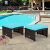 Tangkula 2 PCS Outdoor Wicker Ottoman Patio Rattan Furniture Metal Footrest Seat Square Footstool with Cushion - 2 of 4