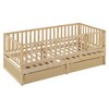 Twin Size Wood Daybed with Fence Guardrails and 2 Drawers for Bedroom or Guest Room - 4 of 4