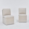 Set of 2 Linen Upholstered Armless Dining Chairs with Casters and Storage for Dining Room or Home Office-The Pop Home - 3 of 4