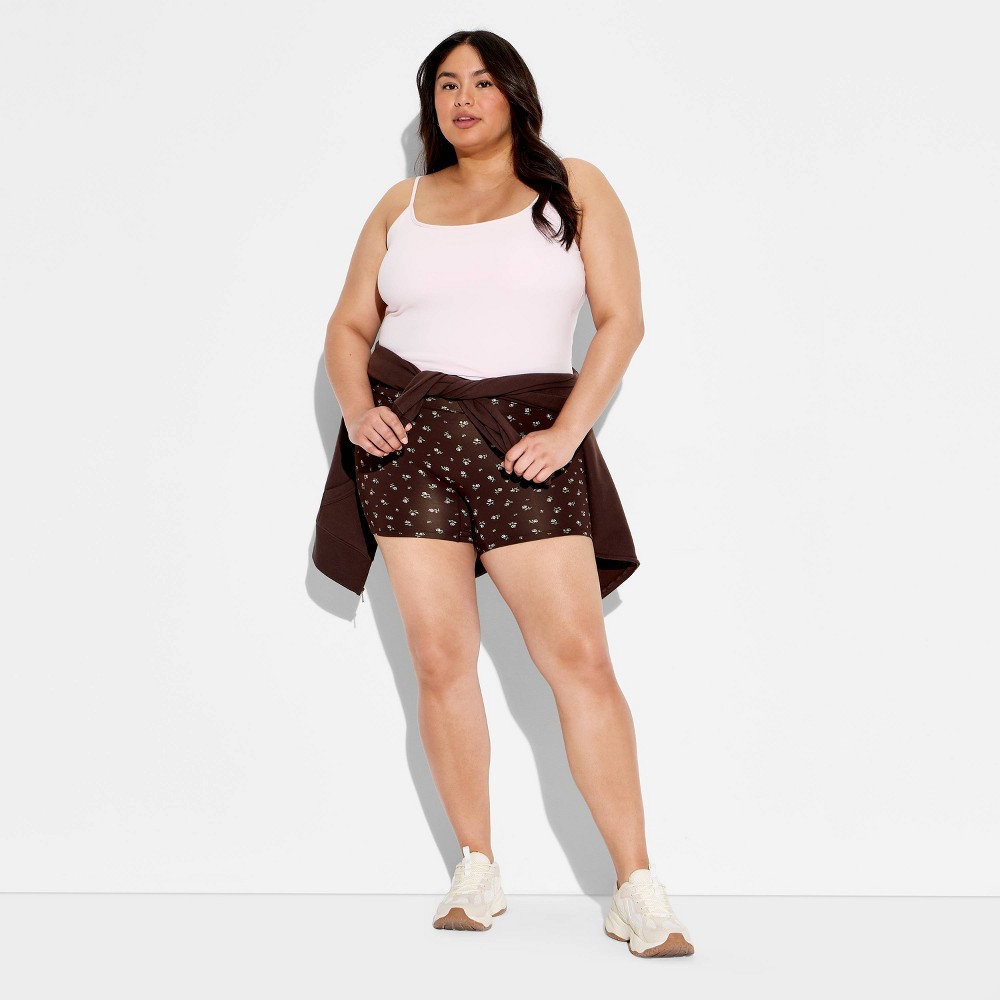 Women's High-Rise ButterBliss Bike Shorts - Wild Fable™ Brown Floral 1X