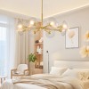Airsurfer 26" Gold Sputnik Chandelier - 5-Light Mid-Century Pendant w/Clear Glass Shades for Dining/Living Room (No Bulbs) - 4 of 4