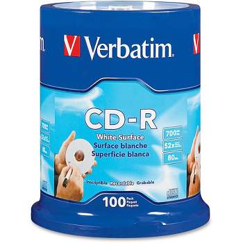 Verbatim CD-R 700MB 52X with Blank White Surface - 100pk Spindle
