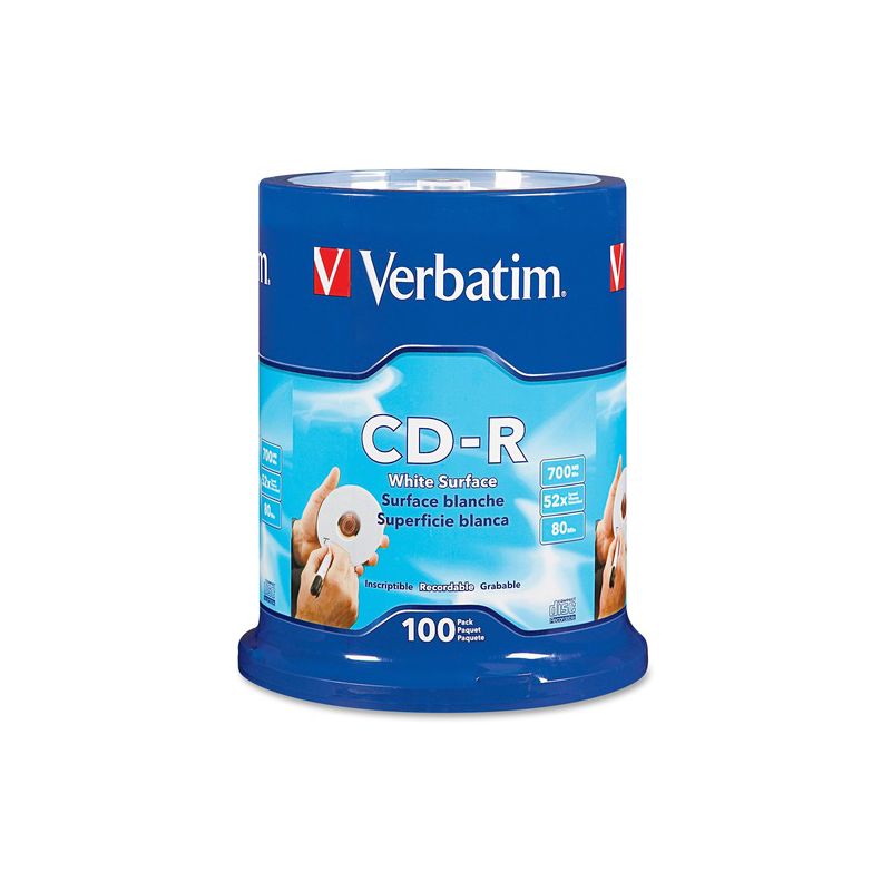 Verbatim CD-R 700MB 52X with Blank White Surface - 100pk Spindle, 1 of 3