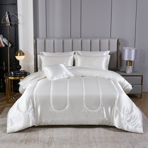 Satin Comforter Set with Sheet Set – 8-Piece Silk-Like Bed in a Bag, Luxury Soft Microfiber Bedding with Cushion Cover - 1 of 4