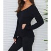 Women's Distressed V-neck Cotton Long Sleeve Top - Milio Milano - 3 of 3