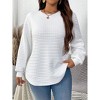 Coolmee Women's Waffle Plus Size Sweatshirts Long Sleeve Fall Fashion Tops Trendy Outfits - 3 of 4