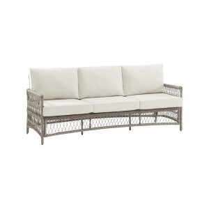 Chic Crate Driftwood Wicker Sofa With Cream Cushions - 1 of 4
