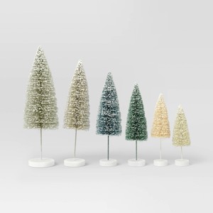 6pc Sisal Bottle Brush Tree Christmas Figurine Set - Wondershop™ - 1 of 3