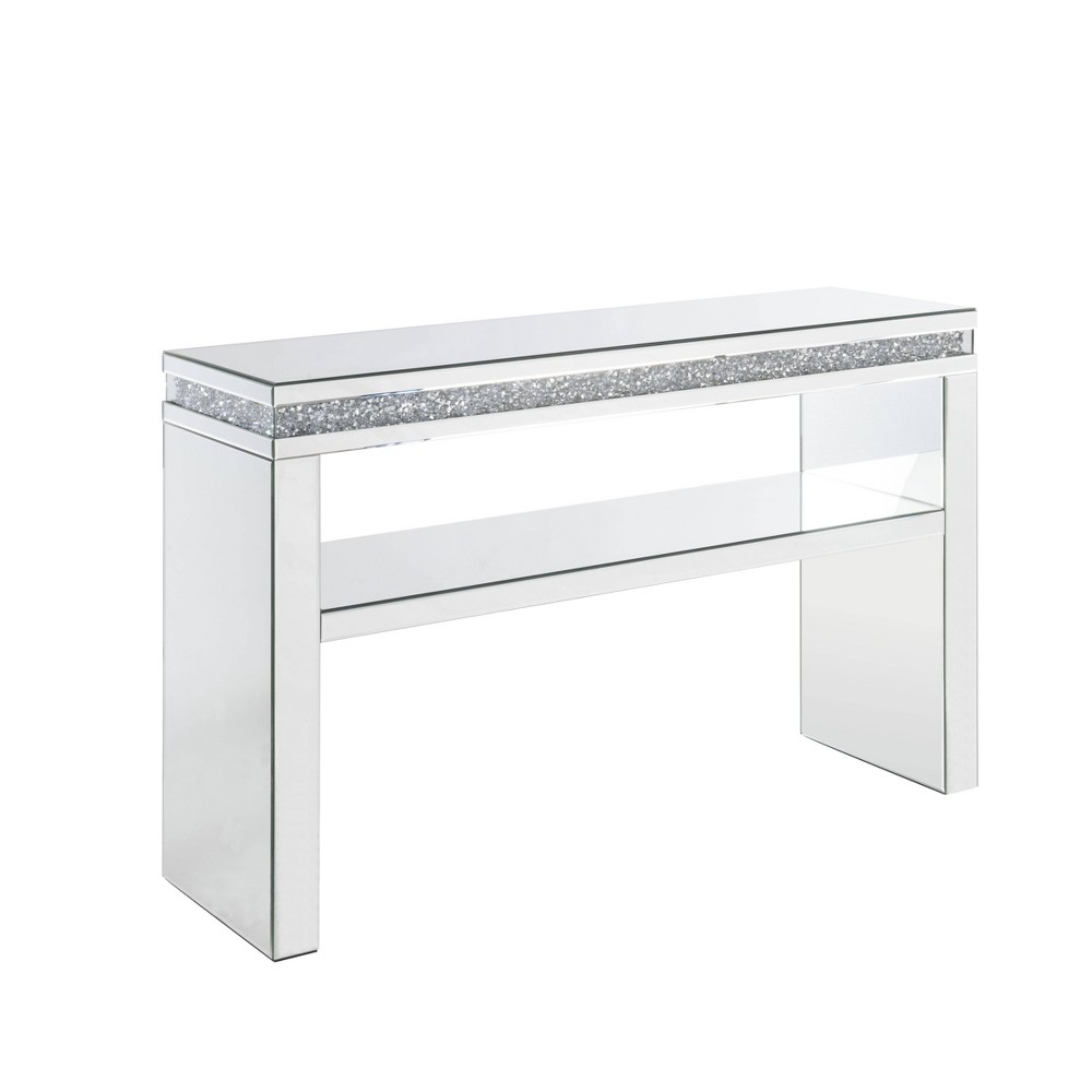 Photos - Coffee Table 47" Noralie Accent Table Mirrored/Faux Diamonds - Acme Furniture