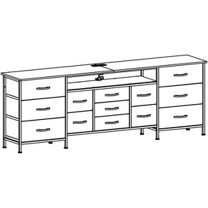 70 Inch 13 Drawer Dresser, TV Stand for 65 to 80 Inch TVs, Charging Station and LED Lights, Fabric Storage Organizer for Bedroom, Living Room - 1 of 1