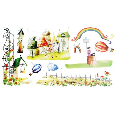 Slickblue Green Land Scenic Wall Decals – Nature Inspired Vinyl Stickers for Home & Bedroom, 13x23.5"