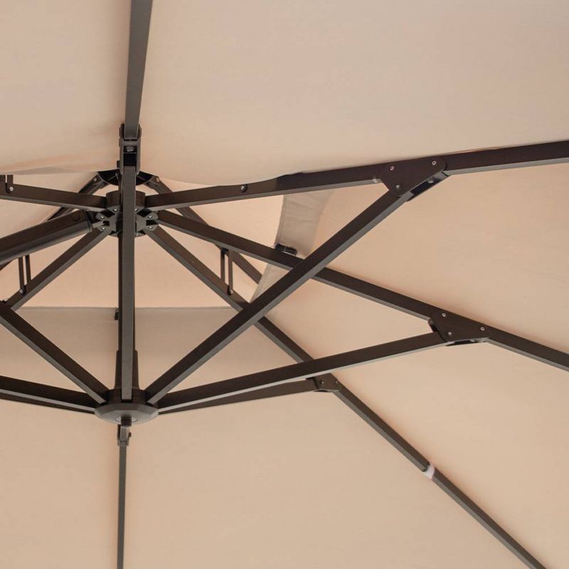 10&#39; x 10&#39; Square Outdoor Double Top Aluminum Offset Cantilever Hanging Patio Umbrella Tan - Crestlive Products, 5 of 9