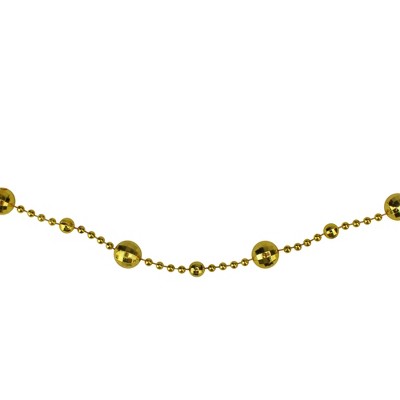 Northlight 15' x 0.5" Shiny Gold Mirrored Disco Ball Beaded Artificial Christmas Garland