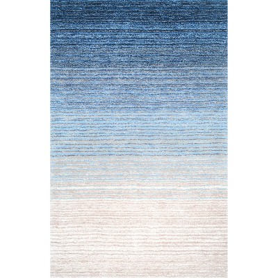 Luxurious Striped Shag Blue Multi 4' x 6' Area Rug