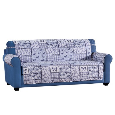 Collections Etc Butterfly Patchwork Furniture Protector Sofa Blue