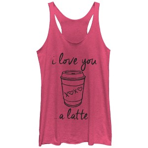 Women's CHIN UP I Love You a Latte Cup Racerback Tank Top - 1 of 3