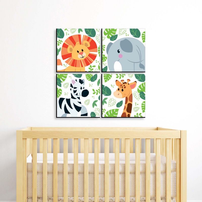 Big Dot of Happiness Jungle Party Animals - Safari Animal Kids Room, Nursery & Home Decor - 11 x 11 inches Wall Art - Set of 4 Prints for baby's room, 2 of 9
