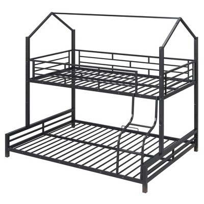 NicBex Twin Over Full Bunk Bed with Guardrail,Twin Loft Bed with Ladder and Converts to 1 Twin Size Bed and Full Size Bed,Bunk Beds for Bedroom