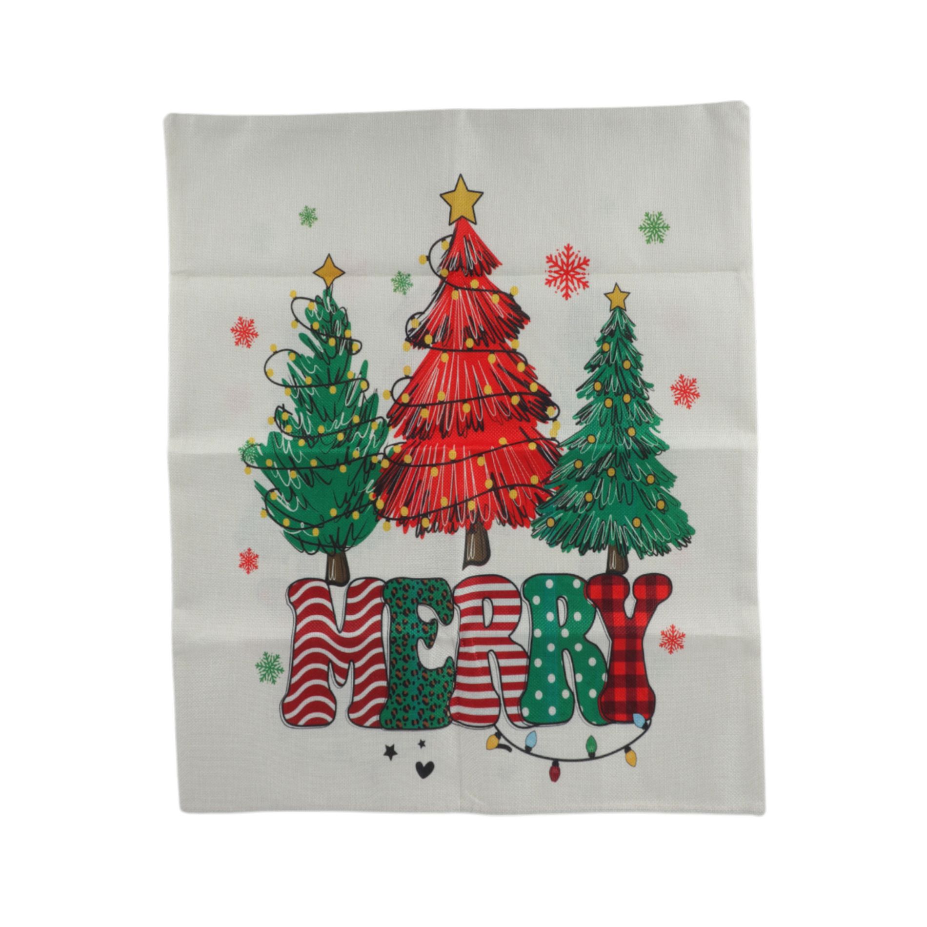 Unique Bargains Dining Chair Slipcovers Linen Beige 22.83"x19.29" 1Pc Christmas Tree