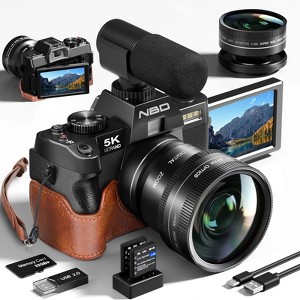 NBD 5K Digital Camera 48MP AF/MF Vlogging Camera for YouTube with 180° Flip Screen & 32GB Card - 1 of 1