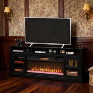 70.9'' Fireplace TV Stand with Glass Cabinets & Touch Panel, Modern Media Console wirh Touch Panel for 80 Inch TV-3irtyhousy - 1 of 4