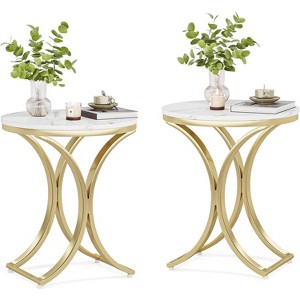 Tribesigns Small Round Sofa Side Table Set of 2, Contemporary Round Coffee Table, Accent Table for Living Room - 1 of 4