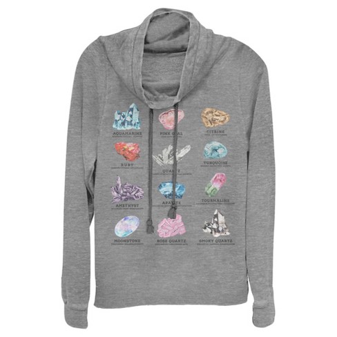 Juniors Womens Lost Gods Crystal Chart Cowl Neck Sweatshirt Gray