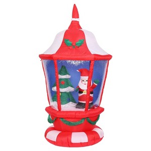 Itopfox 6FT Christmas Inflatable Snowhouse with Santa Claus Christmas Tree Colorful Rotating LED Lights for Outdoor Yard Lawn Decor 1 Piece - 1 of 4