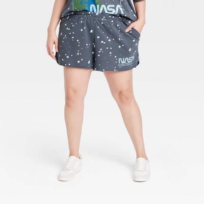Women's NASA Graphic Splatter Jogger Shorts - Gray