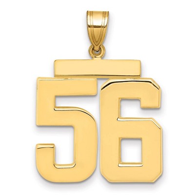 Black Bow Jewelry 14k Yellow Gold, Athletic Collection, Large Polished Number 56 Pendant