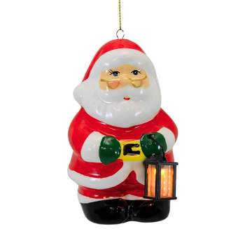 Mr. Christmas 4.5 Inch Nostalgic Santa Ornament Lights Up Lantern Tree Ornaments