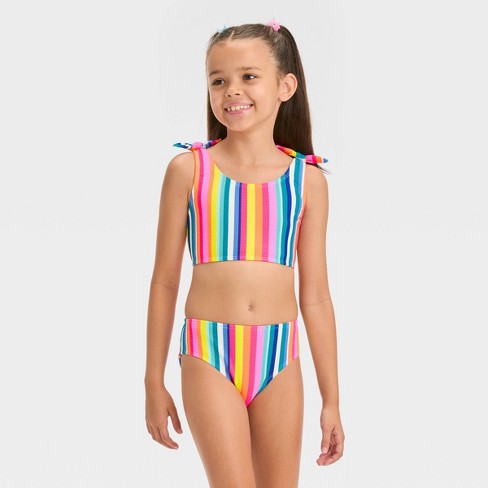 Girls' Leopard Print Knotted One Piece Swimsuit - art class™ Black M Plus