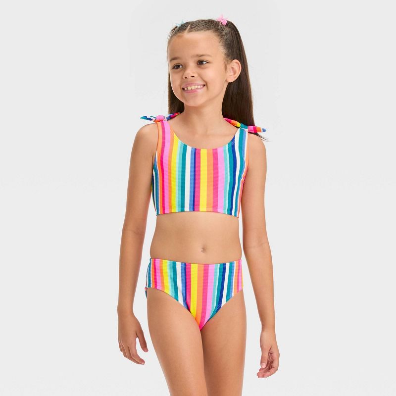  Girls' Festive Striped Bikini Set - Cat & Jack™, 1 of 5